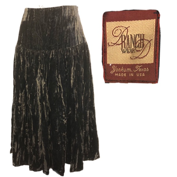 dd ranchwear Dresses & Skirts - DD ranch wear s black velvety tier skirt western